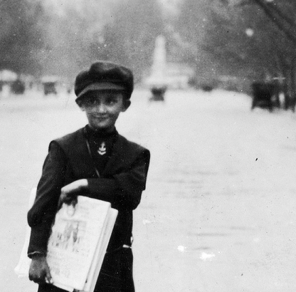 Photo paper poster – 7 yr. old news-boy – Vintage photo by Lewis Hine (1912)