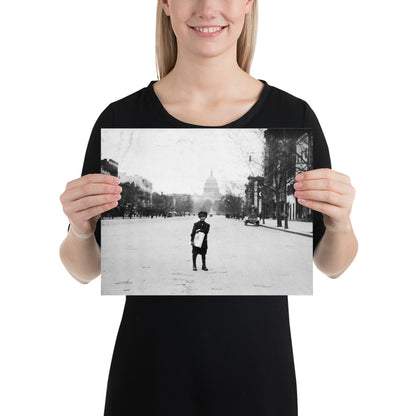 Photo paper poster – 7 yr. old news-boy – Vintage photo by Lewis Hine (1912)