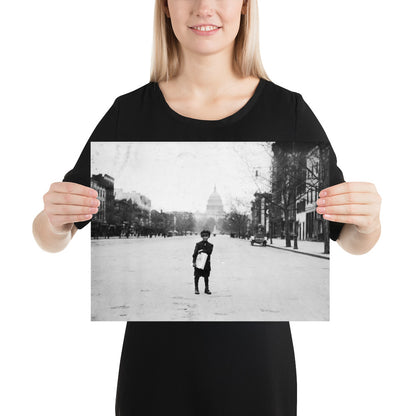 Photo paper poster – 7 yr. old news-boy – Vintage photo by Lewis Hine (1912)